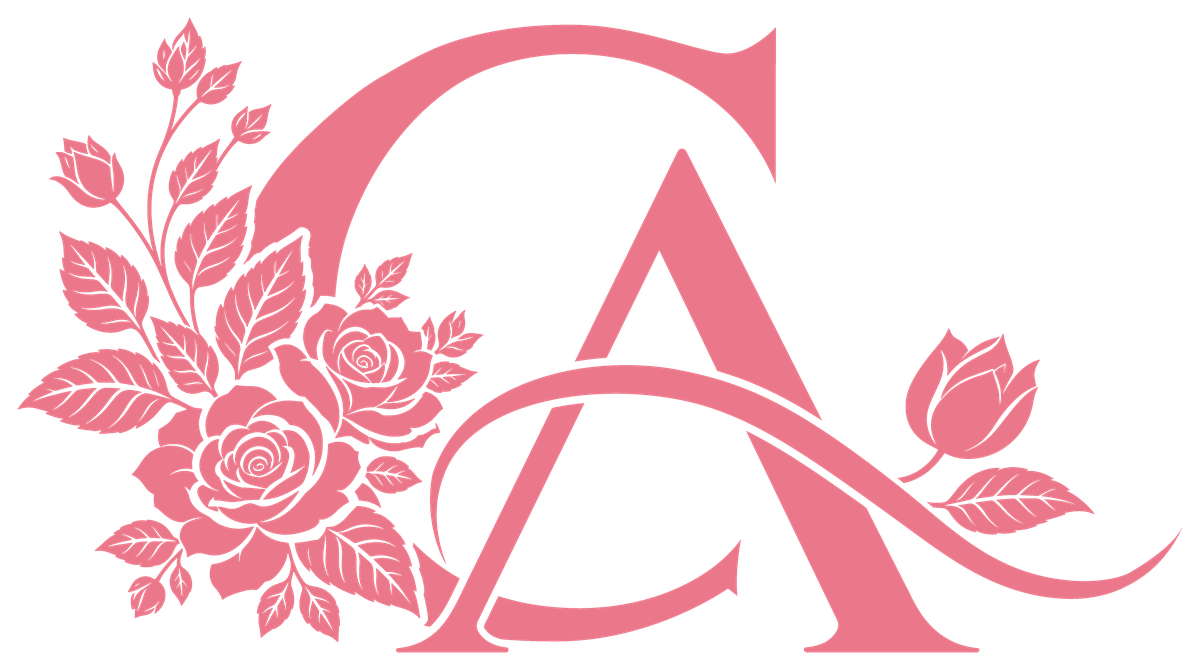 The floral CA monogram in rose